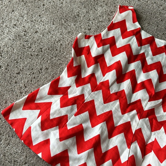 Kate Spade Red & White Chevron Linen Top - Picture 4 of 10